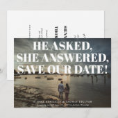 大胆で生意気なタイポグラフィーの結婚式のSave the Date セーブザデート (正面/裏面)