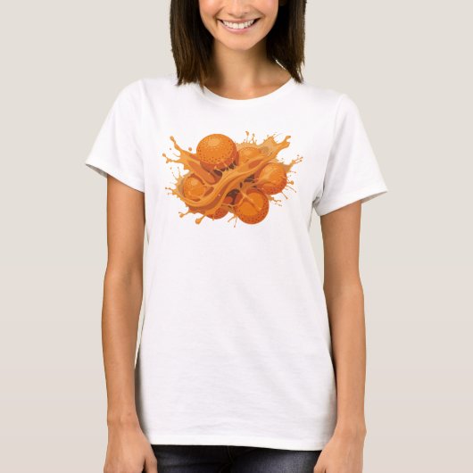 大胆で美しいオレンジ色の抽象的なオレンジ Tシャツ (正面)