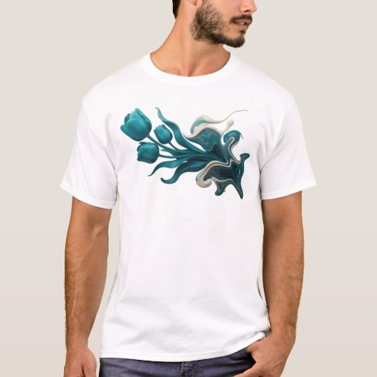 大胆で美しい抽象的な花の芸術作品 Tシャツ (正面)