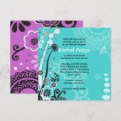 大胆で美しい花のバット・ミツバの招待状 招待状 (正面/裏面)