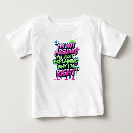 大胆で面白い引用ネオン落書きデザイン ベビーTシャツ (正面)