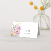 大胆で鮮やかな花柄 プレイスカード (裏面)