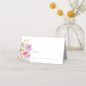 大胆で鮮やかな花柄 プレイスカード (正面)