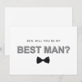 大胆なアウトラインのベストマン提案カード 招待状 (正面/裏面)