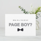 大胆なアウトラインのページ・ボーイ提案カード 招待状 (スタンド正面)