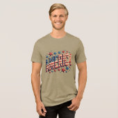 "大胆なアメリカ" -ヴィンテージ愛国的スターバストデ トライブレンドＴシャツ (正面全面)