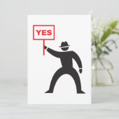 大胆なイエスサイン ミニマルな棒人間 抗議デモ 招待状 (スタンド正面)