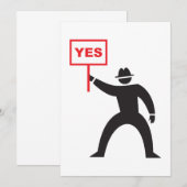 大胆なイエスサイン ミニマルな棒人間 抗議デモ 招待状 (正面/裏面)