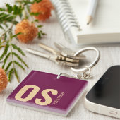 大胆なイニシャルモノグラム 名前 ワインレッド フェミニン キーホルダー (正面右)
