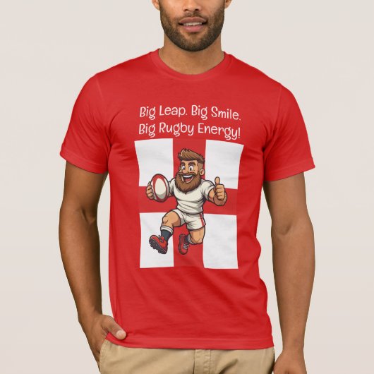 大胆なイングランドラグビーモチーフ Tシャツ (正面)