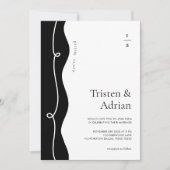 大胆なウェーブサイドフレームのスクイグル 現代の結婚式 招待状 (正面)