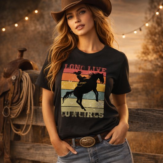 大胆なウエスタングラフィック カウガール 乗馬 ロデオ Tシャツ
