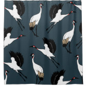 大胆なエレガントな日本ツルダークネイビーブルー シャワーカーテン (正面)