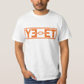 大胆なオレンジのタイポグラフィ YEET ロゴデザイン Tシャツ (正面)