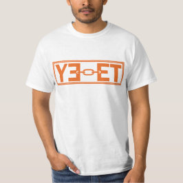 大胆なオレンジのタイポグラフィ YEET ロゴデザイン Tシャツ