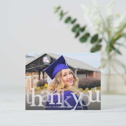 大胆なオーバーレイ卒業感謝 ポストカード (スタンド正面)