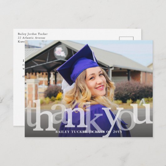 大胆なオーバーレイ卒業感謝 ポストカード (正面/裏面)