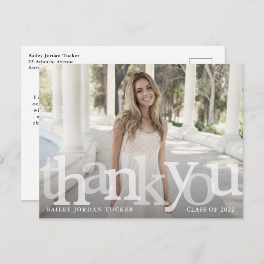 大胆なオーバーレイ 卒業年度 ありがとうございます ポストカード (正面/裏面)