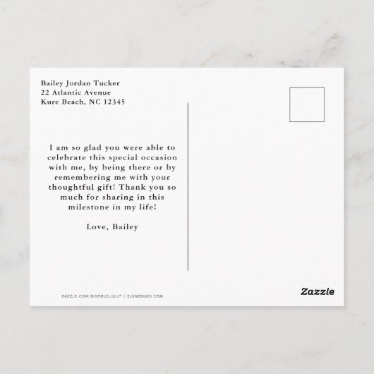 大胆なオーバーレイ 卒業年度 ありがとうございます ポストカード (裏面)