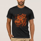 大胆なカバのイラスト - モダンアートのカバ Tシャツ (正面)