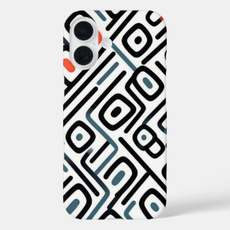 大胆なグラフィックラインアートパターンのスマホケース iPhone 16ケース