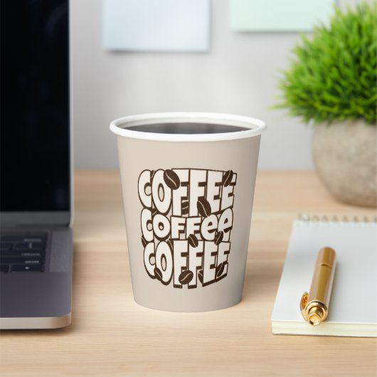 大胆なコーヒータイポグラフィロゴ 紙コップ (インサイチュ)
