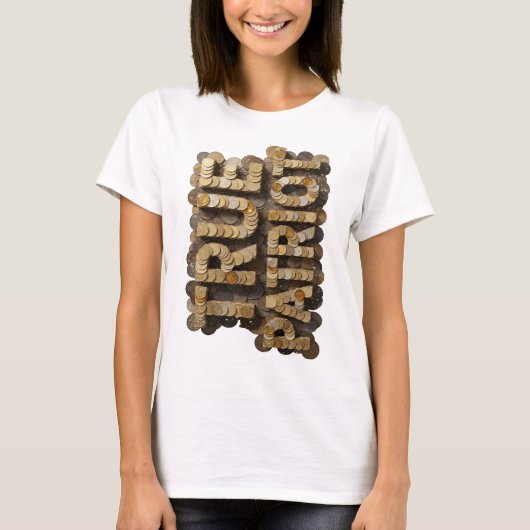 大胆なゴールドのお金モダンデザイン Tシャツ (正面)