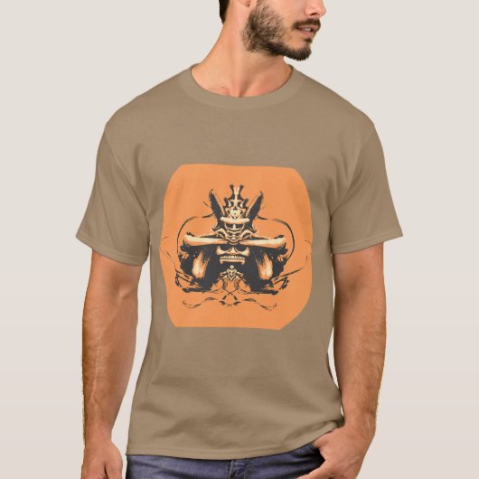 大胆なサムライ精神プリントTシャツ Tシャツ (正面)