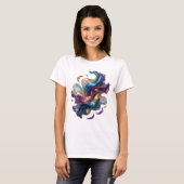 大胆なシルバー抽象芸術ファッションプリント v2 tシャツ (正面フル)