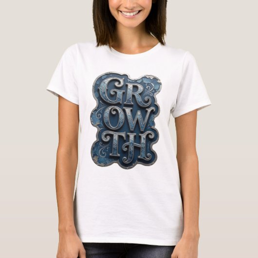 大胆なシルバーGROWTHモダンデザイン Tシャツ (正面)
