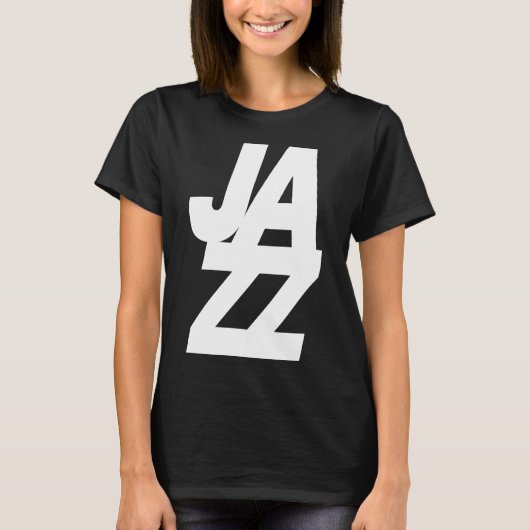 大胆なジャズミュージックロゴデザイン Tシャツ (正面)