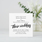 大胆なスクリプトタイポグラフィ、「Their Wedding」 招待状 (スタンド正面)