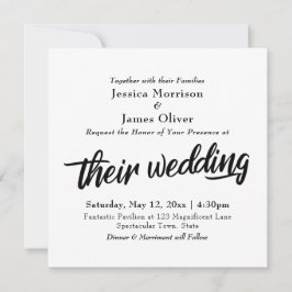 大胆なスクリプトタイポグラフィ、「Their Wedding」 招待状