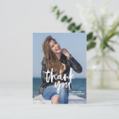 大胆なスクリプト 白い感謝の気持ち 卒業ポストカード ポストカード (スタンド正面)