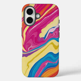 大胆なタイダイマーブルスマホケースデザイン iPhone 16ケース