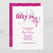 大胆なタイポグラフィーとカリグラフィー 50 おしゃれな誕生日 招待状 (正面/裏面)