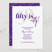 大胆なタイポグラフィーとカリグラフィー 50 おしゃれな誕生日 招待状 (正面/裏面)