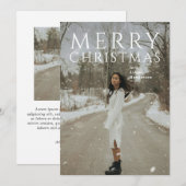 大胆なタイポグラフィーの写真 現代的なクリスマス シーズンカード (正面/裏面)