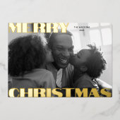 大胆なタイポグラフィーフォイルホリデー写真カード 箔シーズンカード (正面)