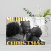 大胆なタイポグラフィーフォイルホリデー写真カード 箔シーズンカード (立ち正面)