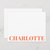 大胆なタイポグラフィー オレンジ色の名前 ノートカード (正面/裏面)