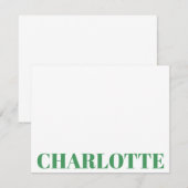 大胆なタイポグラフィー オーダーメイド ケリーグリーン ネーム ノートカード (正面/裏面)