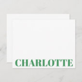 大胆なタイポグラフィー オーダーメイド ケリーグリーン 名前 ノートカード (正面/裏面)