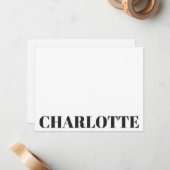 大胆なタイポグラフィー オーダーメイド 名前 ブラック ホワイト ノートカード (正面/裏面インサイチュ)