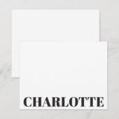 大胆なタイポグラフィー オーダーメイド 名前 ブラック ホワイト ノートカード (正面/裏面)