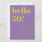 大胆なタイポグラフィー パープル イエロー モダン 誕生日 招待状 (正面)