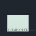 大胆なタイポグラフィー 個人名 ミント サージュグリーン ノートカード<br><div class="desc">ミントとサージュグリーンのモダンなタイポグラフィー 個人名のメモカード</div>