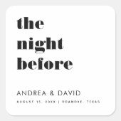 大胆なタイポグラフィー 前夜の食事会ラベル スクエアシール (正面)