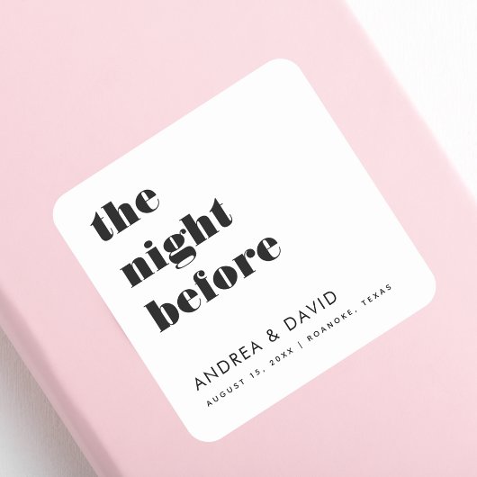 大胆なタイポグラフィー 前夜の食事会ラベル スクエアシール