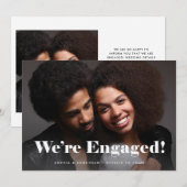 大胆なタイポグラフィー 2枚の写真 結婚発表 招待状 (正面/裏面)